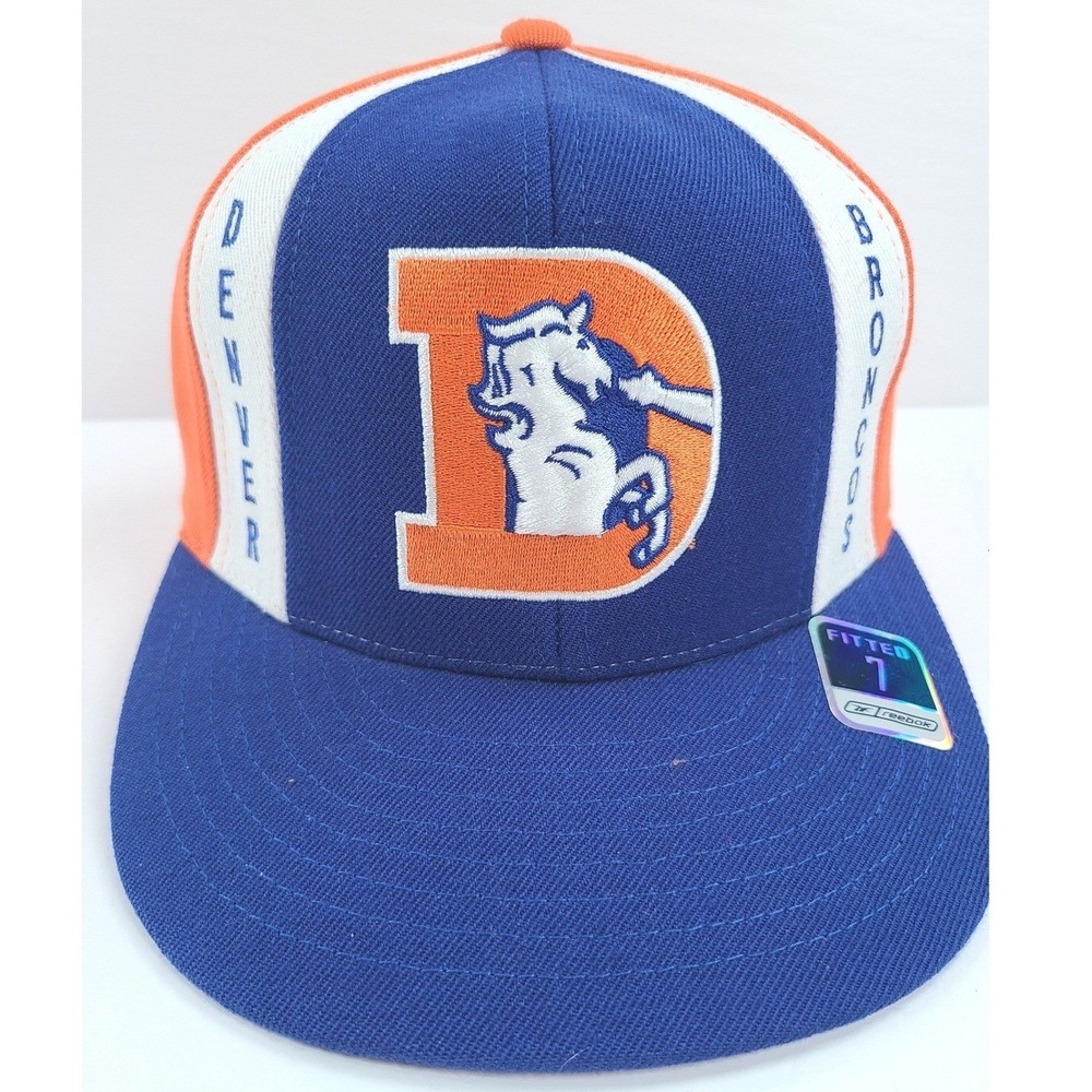 Reebok Denver Broncos Gridiron Classic Fitted Hat 7 Blue Orange Wool Football